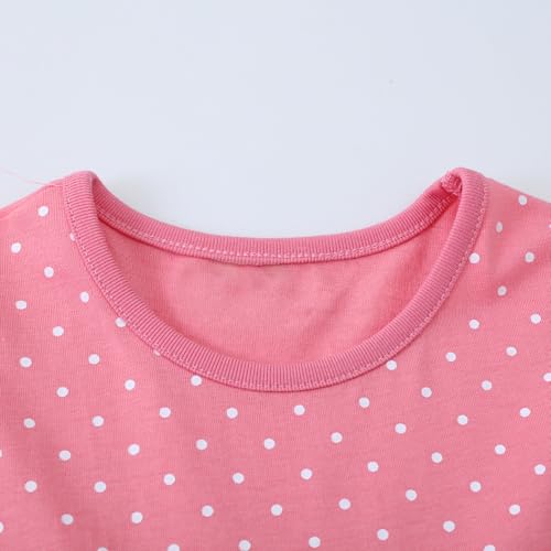 Image of HILEELANG Toddler Girl Short Sleeve Easter Dress Cotton Casual Jersey Shirt Playwear Applique Dress