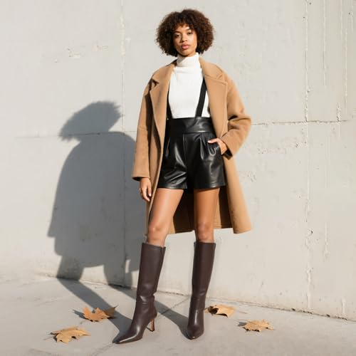 Modatope Knee High Boots for Women Pointed Square Toe Stiletto Heel Tall Boots High Heel Side Zipper Long Boots3