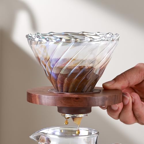 Image of Bincoo Pour Over Coffee Maker&Dripper, Style Cone Filter + 600ml Glass Coffee Server, Manual Coffee Brewer Set, Reusable Coffee Filter Holder, Great Gift for Coffee Enthusiasts(Colorful)