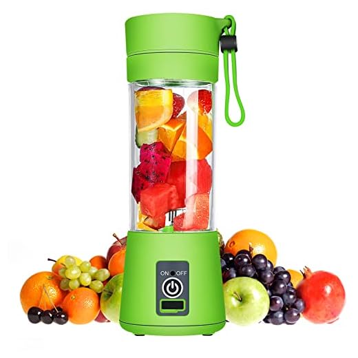 Mini USB Liquidificador Portatil 6 Lâmina Mixer Portatil Shake Coqueteleira Eletrica Sem Fio Squeeze Recarregavel (Verde)