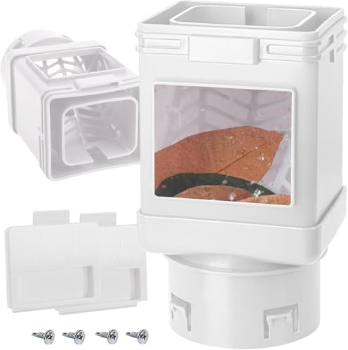 Pathneer 2 Pack Downspout Filter Downspout Leaf Filter Fits for 2x3 or 3x4 Inch Standard Downspouts Leaf Filter Gutter Protection with Leaf Removers White