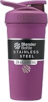 Vista 17 de BlenderBottle Sport Sleek - Botella agitadora de acero inoxidable aislada con batidor de alambre, 25 onzas, frambuesa, batidos de proteínas e