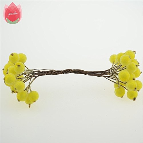Buy Yellow 200pcs Mini Plastic Berry Handmake Artificial Flowers