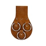 Leather Spud Wrench Holder with 3 Rings, Crazy Horse Leather Tool Holder Fits Up to Hammers & Wrenches and Other Tools, Heavy Duty Tool Holster for Ironworkers, Tradesmen & Craftsmen (1 Pcs Brown)