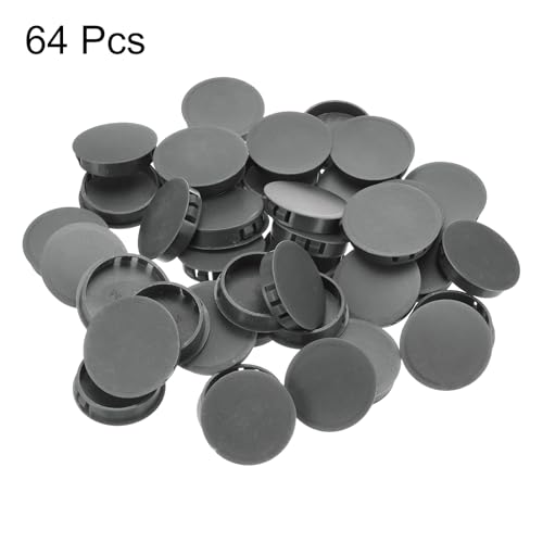 Image of MECCANIXITY 64PCS 45mm(1 3 /4 inch) Dark Grey Plastic Hole Plugs, Flush Type Panel Hole Plugs Insert End Caps for Locking Hole Tubes Furniture Cabinet
