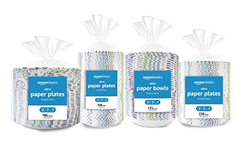 Image of Amazon Basics Ultra Paper Plates, 10 Inch, Disposable, 372 Count (2 Pack of 186), Packaging May Vary