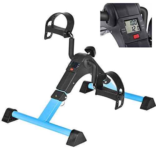 BAIJIAWEI Mini Exercise Bike Pedal Exerciser for Leg and Arm Rehab Work-Out Under