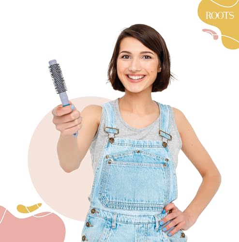 Image of ROOTS Professional Barrel Hair Brush | For Blow Drying & Volumizing | With Ceramic Barrel, Nylon Bristle & RubberGrip Handle | For Women's Wavy & Curly Hair | Length - 10.39 Inch, Model No - PEC25