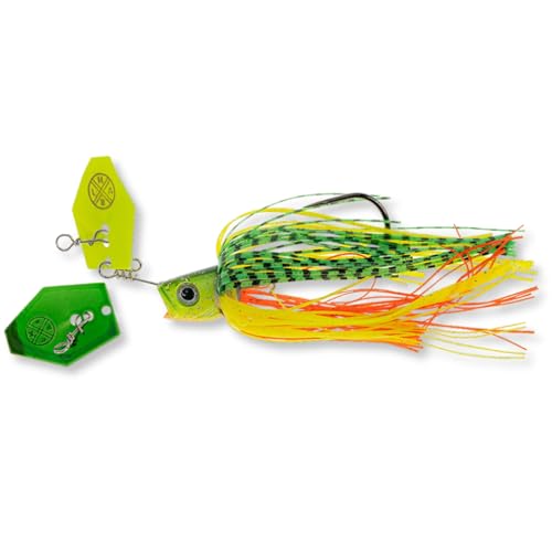 LMAB Chatterbait Multi Vibe 2.0 - Hakengröße 1/0 & 5/0 - Kunstköder zum Raubfischangeln, Chatterbait Hecht, Hecht Köder, Barsch Köder, Angelköder Hecht, Chatterbaits (Firetiger, 1/0-10 Gramm)
