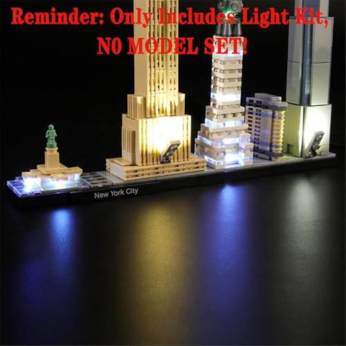 MENZAVA LED Light Set Compatible with LEGO 21028 New York City Architecture Building Blocks Model - Model Set NOT Included - Image 4