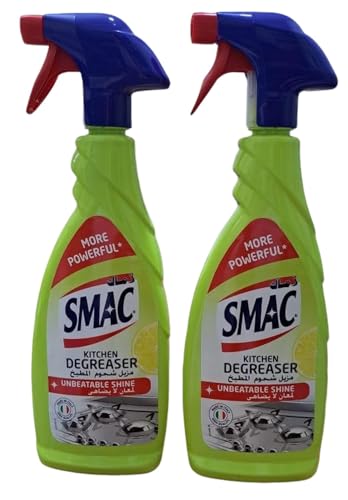 2 Pack Smac Express Multi Kitchen Degreaser Lemon Multipurpose Cleaner Kills 99.9% of Bacteria More Powerful Unbeatable Shine Eliminates Grease Burn Food and Limescale Stains 650ml