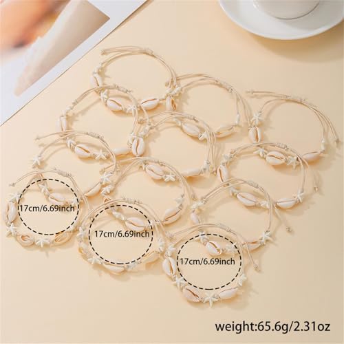 12 Pcs Handmade Braid Shell Starfish Bracelets Set for Women Jewelry2