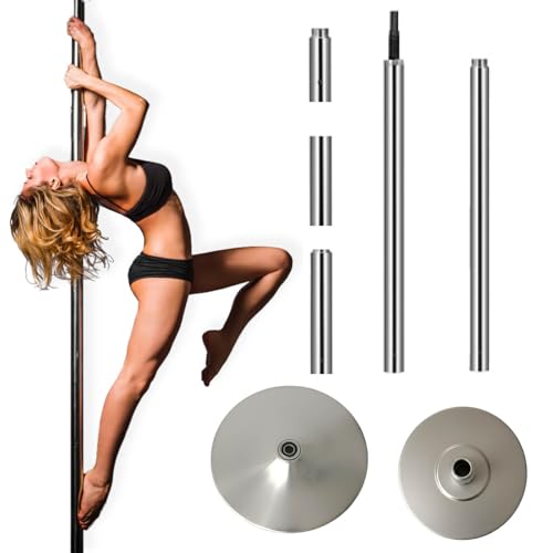 TRUTZHOLM Pole Dance Stange | Höhenverstellbar 220274 cm | Static & Spinning Funktion | Montage ohne Bohren | Chrom | für Training & Akrobatik | Turnstange | Indoor | 200 Kg Traglast | Tanztraining