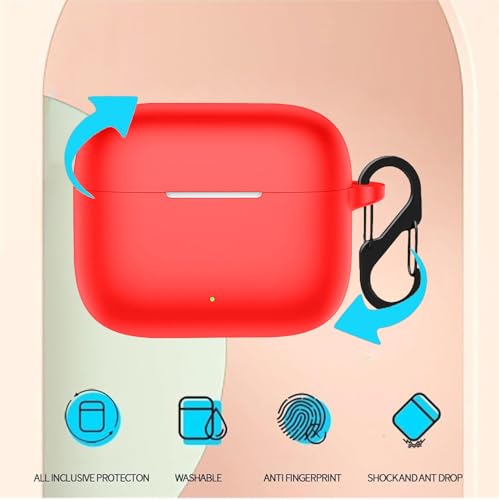 Image of Anvique Silicone Protective Case Cover for Oppo Enco Buds 3 Pro, Earbuds Accessories (Red S)