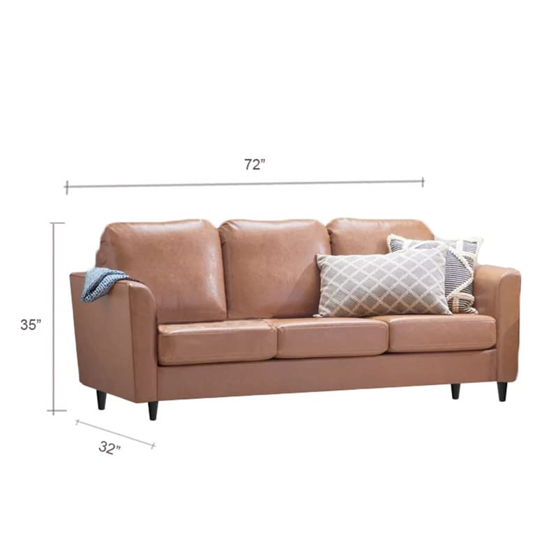 Image of Jerry 3 Seater Leather Sofa for Living Room Camel |Leather Sofa 3 Seater | Three Person Sofas Couch for Bedroom Houswarming Gift
