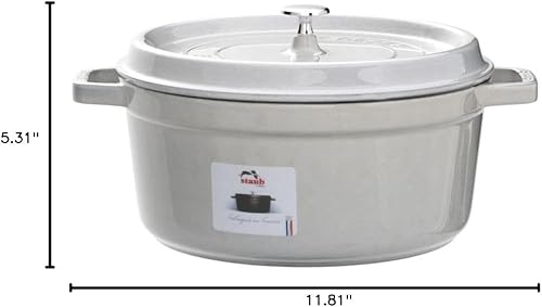 Vista 144 de STAUB Horno holandés de hierro fundido 4-qt Round Cocotte, fabricado en Francia, sirve 3-4, blanco