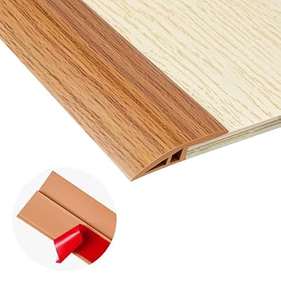 Carpet Floor Transition Strip, Self Adhesive Floor Edging Trim Strip, PVC Threshold Cover for Doorway, Floor Divider Strip Suitable for Threshold from 2/5" to 3/5" - Light Brown Coffee 3.3Ft