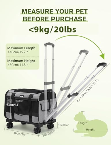 Pecute Transportador De Cães Para Gatos Com Rodas Aprovado Pela Companhia Aérea, Transportador De Vi