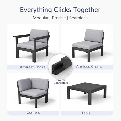 Sillón Modular Sin Brazos Resistente Negro miniatura 4