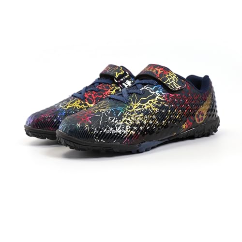 YHLLZY Boys Football Boots Kids Astro Turf Trainers Sports Shoes Profession Competition Outdoor Athletic Sneakers Black 2UK