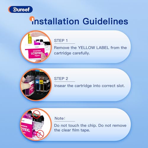 Gureef LC3219XL Ink Cartridges for Brother LC3217 Ink Cartridges Multipack for Brother MFC-J6530DW Compatible with MFC-J5335DW MFC-J5730DW MFC-J5930DW MFC-J6935DW (B/C/M/Y) - Image 4