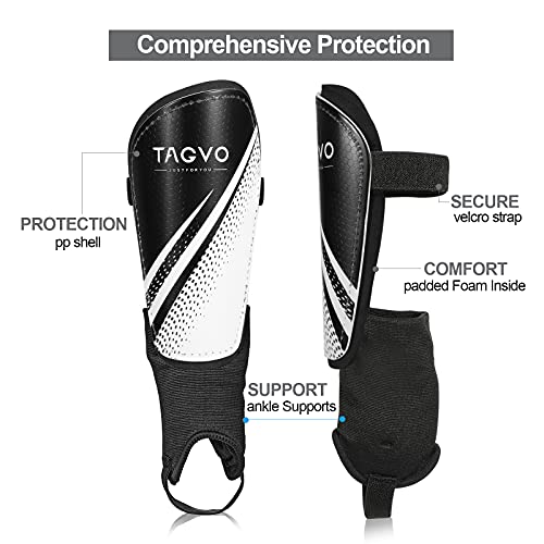 Image of TAGVO Soccer Shin Guards for Kids Youth - Protective Soccer Equipment for Boys Girls - Adults Men Women Soccer Shin Guards - Soccer Shin Pads for Kids 3-16 Years Old Girls Boys, High Impact Resistant