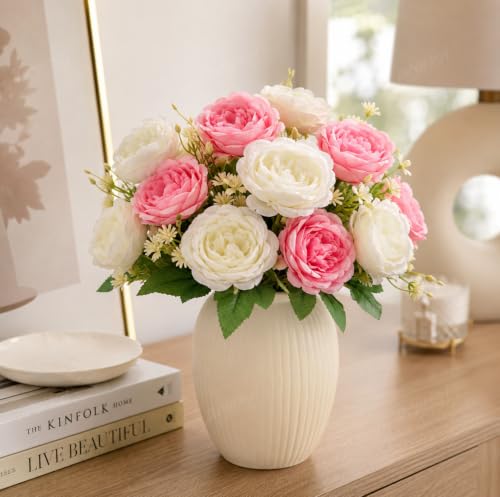 Image of Divyakosh Artificial Flower for Vase's (10 Peony Flowers), Artificial Flowers Bunch (Vase Not Included), Luxury Floral Centerpiece for Living Room Dining Table Office Decor