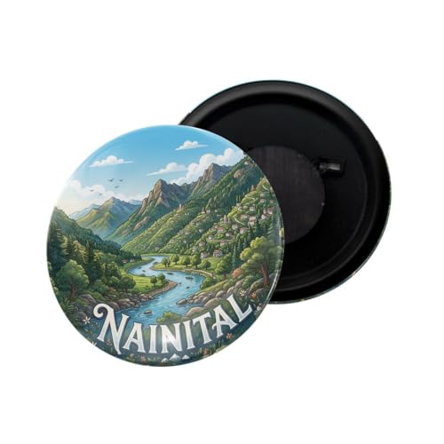 Image of dhcrafts Fridge Magnet Multicolor Uttarakhand Nainital Glossy Finish Design Pack of 1 (58mm)