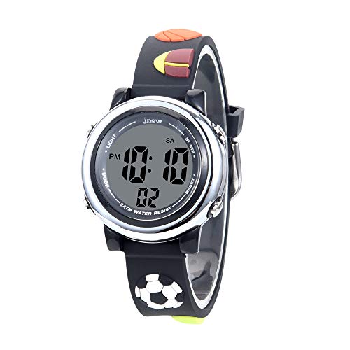 KZKR Reloj Digital para niño/niña,LED luz Intermitente de 7 Color,Reloj Multifuncional cronométro,Alarma,12/24,Impermeable,Correa Silicona con Dibujo 3D,para niños de3 a12 años Cover