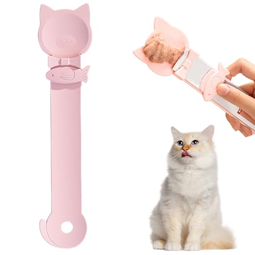 Image of PETPAWLOVELY-1PCS Cat Treat Spoon Squeeze,Cat Strip Feeder spoon,Multi-Function Dispenser spoons,Easy Feeding Spoons for Licky Treats,Pet Food tool for Wet Food(Pink)