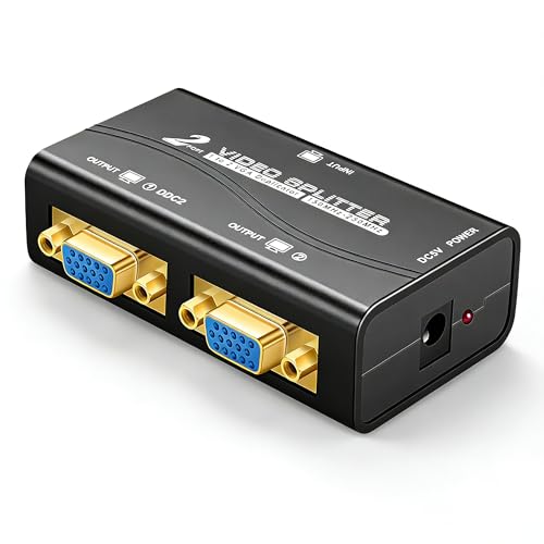 Duplicador de monitor dual VGA con amplificador integrado de 40 metros y alta resolución