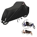 Lastenfahrrad Abdeckung Wasserdicht 420D Oxford-Gewebe Fahrradabdeckung UV-Schutz mit Aufbewahrungsbeutel, Fahrradgarage für Abdeckplane Fahrradschutzhülle Cargo Bike Einspurig 285 x 65 x 115cm