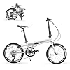 ROCKBROS MBS 20-Inch Folding Bike, 25 lb Portable Lightweight Aluminum Frame, Shimano 8-Speed, V-Brakes, Adjustable Foldable Commuter Bike for Adults & Women