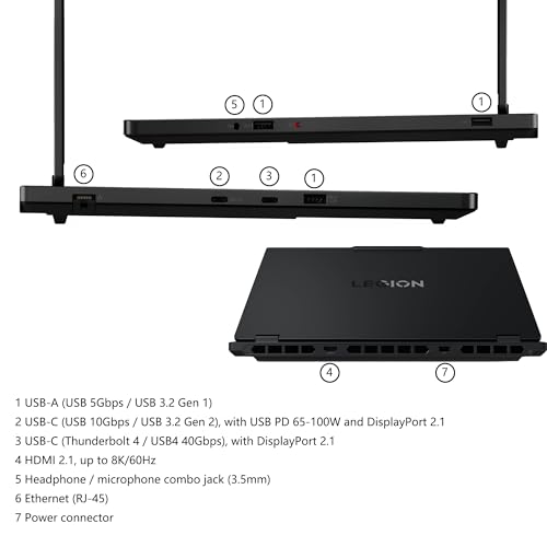 Legion 5 - Computer portatile da gioco con tecnologia AI, WQXGA OLED da 15", 165 Hz, Intel Core Ultra 7 255HX (>i9-14900HX), SSD DDR5 da 1 TB da 32 GB, GeForce RTX 5070 8 GB DLSS4 | Win11 Pro - Notebook - Immagine 8