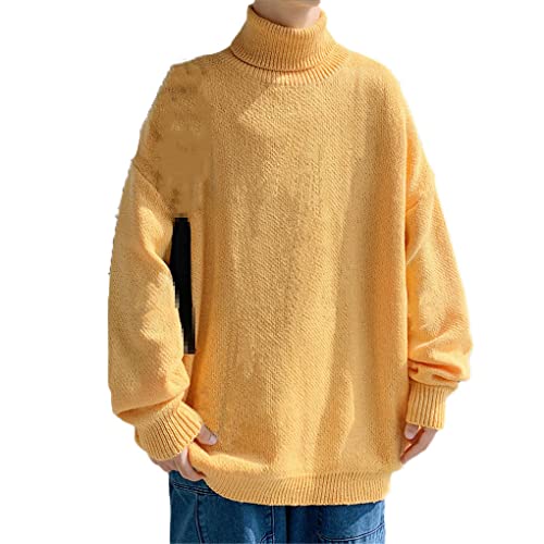 Hamthuit Turtleneck Sweaters Men Loose Pullovers Mens Casual Knitted Sweater Streetwear Daily Pullovers
