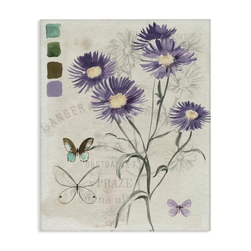 Vintage Wildflower Butterfly, 16 x 20 Inch Canvas Wall Art