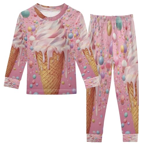 ALAZA Lovely Stylish Ice Cream 2 Piece Pajama Set Long Sleeve Top and Pants Sleepwear Unisex