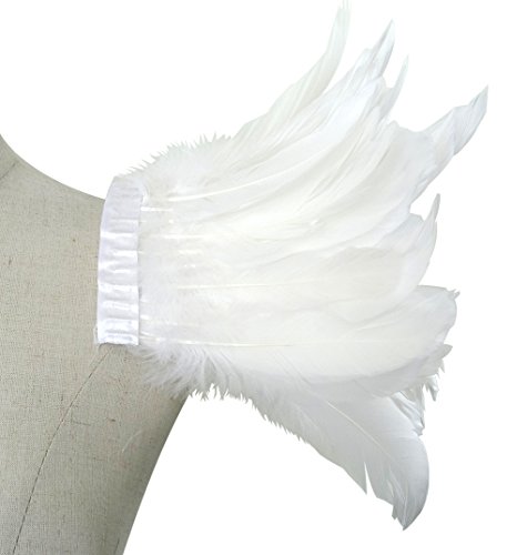 keland Hommes Gothique épaulettes En Plumage Danse Halloween décorations Lot De 2 (Blanc)