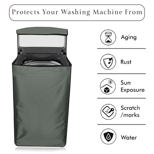 Image of Star Weaves Top Load Washing Machine Cover for Whirlpool 9.5 kg Fully-Automatic Top Loading 360 Bloomwash Pro, Grey