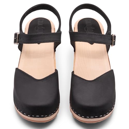 Image of Sandgrens Handmade Swedish Wood Clogs for Women, High Heel Sandal | Victoria