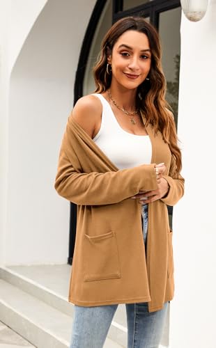 Image of Newchoice Womens Lightweight Long Sleeve Cardigans with Pockets Summer Casual Open Front Sweater Cardigan Duster