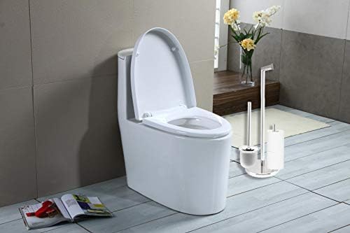 TeinJaen Toilet roll holder free standing with Heavy Bottom and Toilet Brushes,toilet roll storage,19 x19 x57cm,for Bathroom,Stainless Steel Chromed