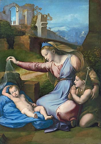 Tableau la Vierge au Voile de Raphaël, le cadeau idéal pour les passionnés d'art chrétien.