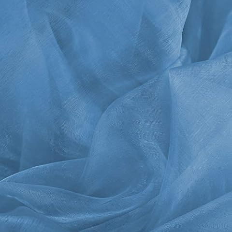 PRESTIGE plain sheer organza voile chair covers curtain fabric draping dress wedding sashes stage decoration drapes voile per METRE (Light Blue) Cover