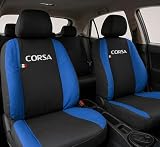 Auto Accessori Lupex | Coprisedili Auto Compatibili con Corsa C D E (2000-2019), Colore Nero Blu Royal, Made In Italy, Tessuto Policotone, Fodere Sedili Anteriori e Posteriori
