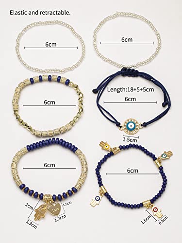 Shining Diva Fashion Latest Stylish Evil Eye Multilayer Bangle Beads Bracelet for Women and Girls (14683b)(Navy Blue)
