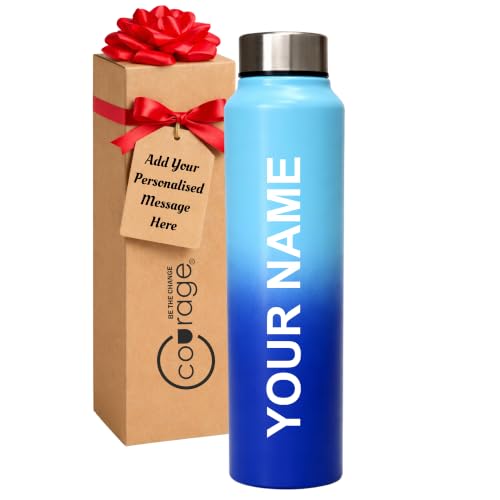 Image of Courage Personalised Stainless Steel Water Bottle 1 Litre | Custom Name Engraved Bottle | Leak-Proof, BPA-Free, Rust-Resistant | Stylish Gift for Kids, Women & Men | Office, School & Gym Use (BB)