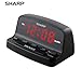 Sharp Digital Alarm Clock with Keyboard Style Controls, Battery Back-up, Easy to Use with Simple Operation, Black Case with Red LED Display