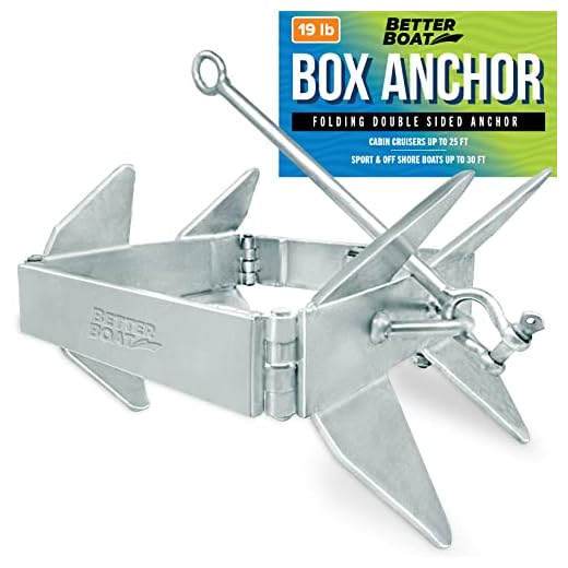 Boat Box Anchor for Boats Small and Large Folding Anchor Prevents Anchor Slide 19lb and 26lb up to 22, 23 Foot or 25' Boats Pontoon, Fishing or Cabin Cruisers Hot Dipped Galvanized Boat Anchors 19lb
