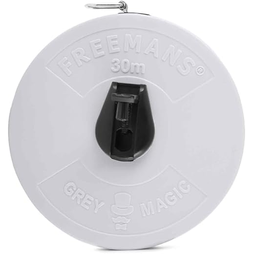 FREEMANS FM30 Grey Magic Fibreglass Measuring Tape - 30m/100ft With Unbreakable ABS Case || Durable Winding Mechanism Handle and Steel End Hook || Grey Color